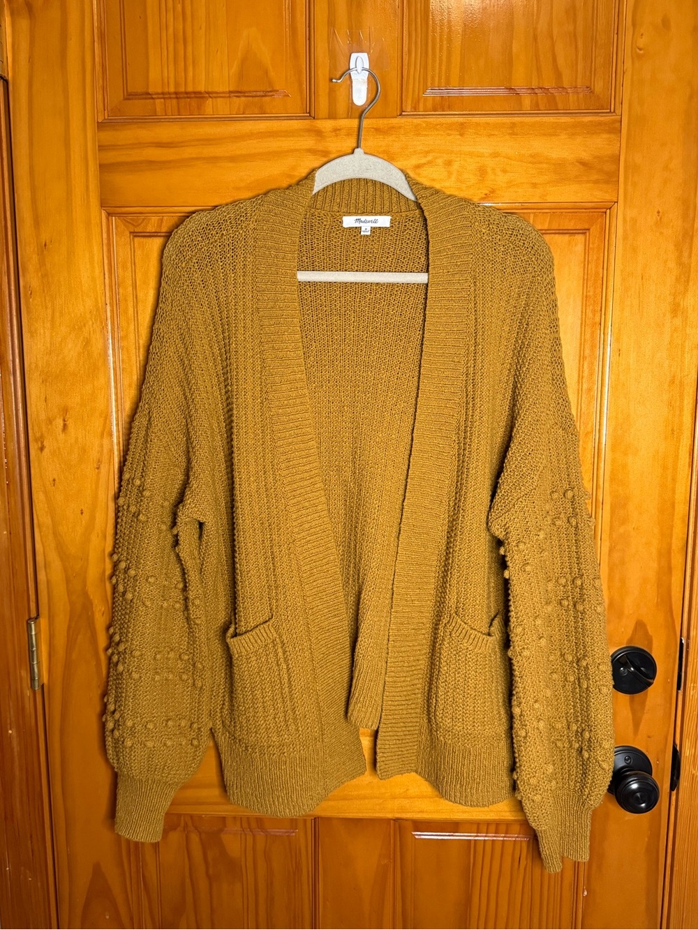 Madewell Bobble Sleeve Sycamore Cardigan In Egyptian Gold 100% Cotton Medium